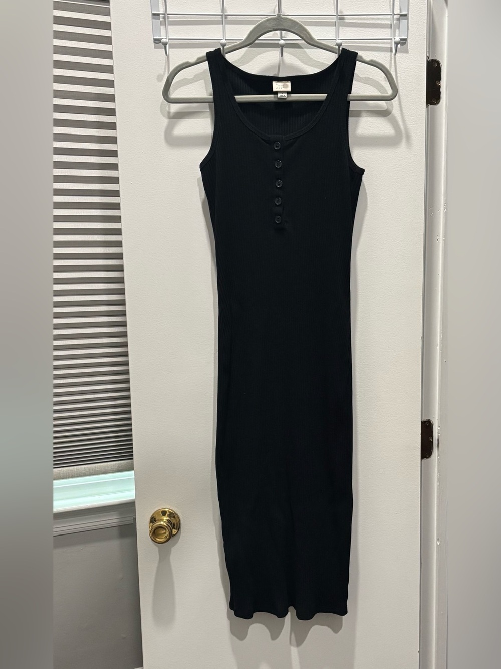 Target Black Sleeveless Ribbed Button-Front Maxi Dress